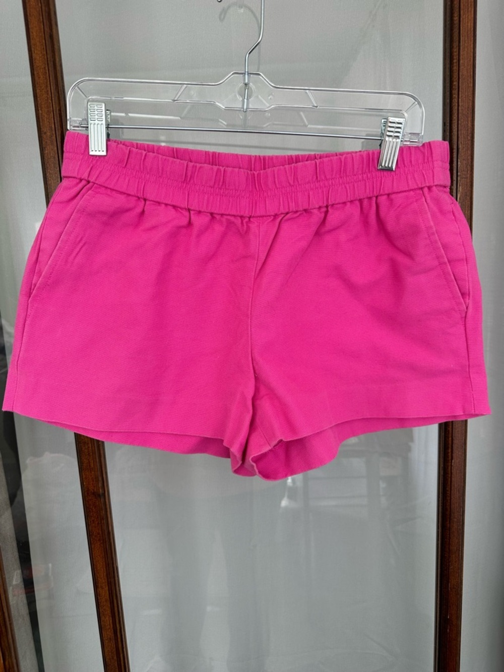 J.Crew Pink Woven Shorts‎ Womens Size 6 Elastic Waist Casual Summer Pockets